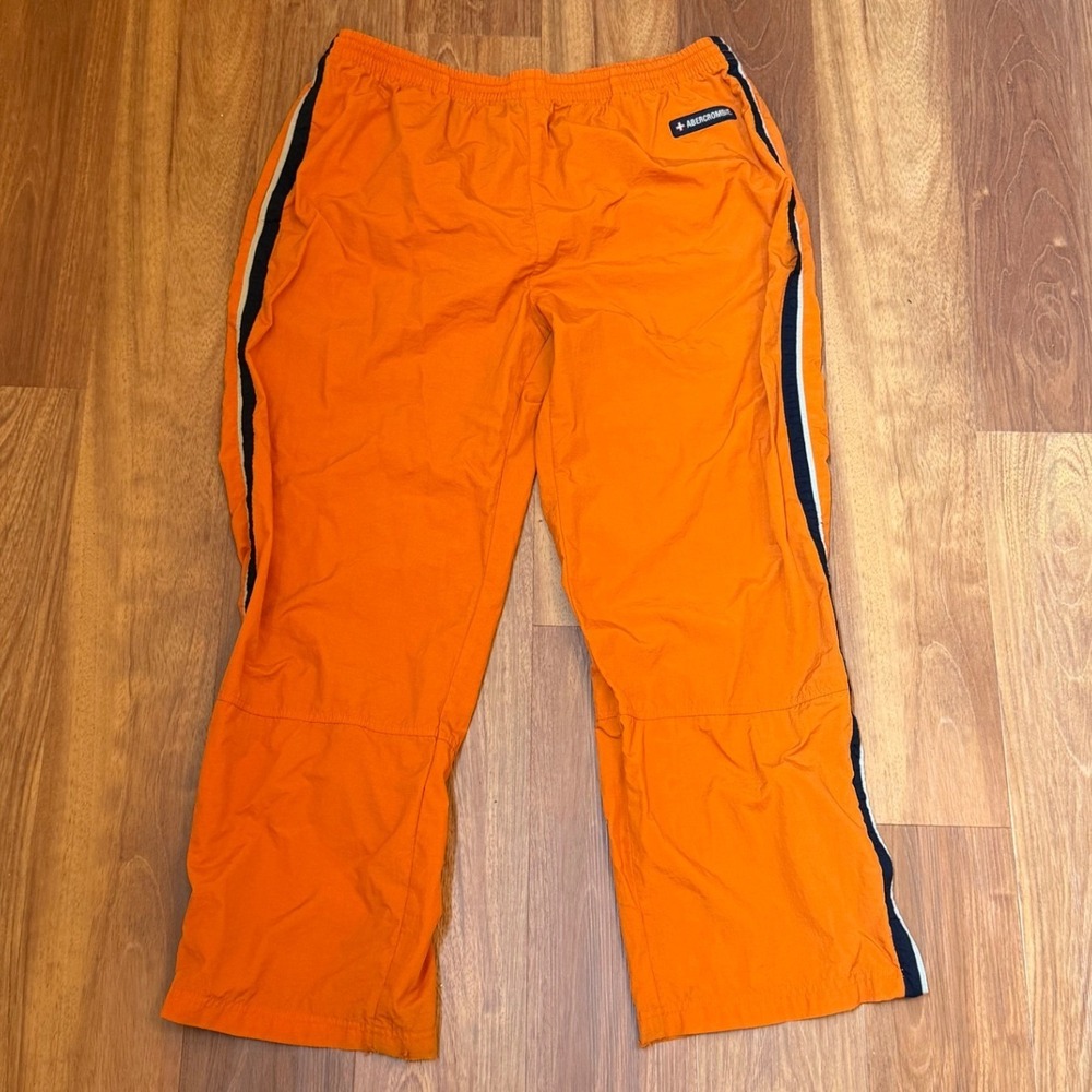 Vintage 90s Abercrombie & Fitch 100% Nylon Orange Sweatpants Men's Size XL